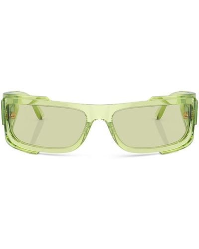 Versace Logo-plaque Rectangular-frame Sunglasses - Green
