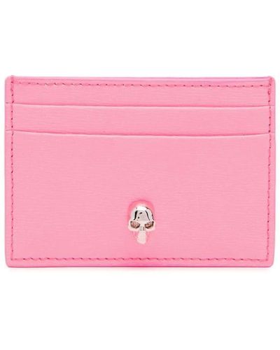 Alexander McQueen Porte-cartes Skull en cuir - Rose