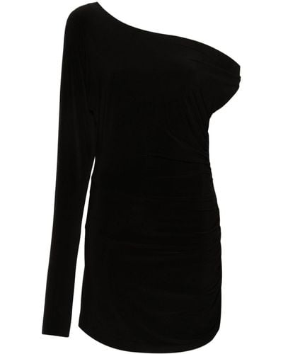 Norma Kamali One-sleeve ruched mini dress - Negro