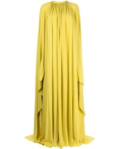 Elie Saab Asymmetric Draped Silk Gown - Yellow