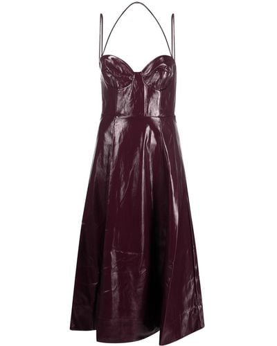 STAUD Abstract Faux-leather Dress - Purple