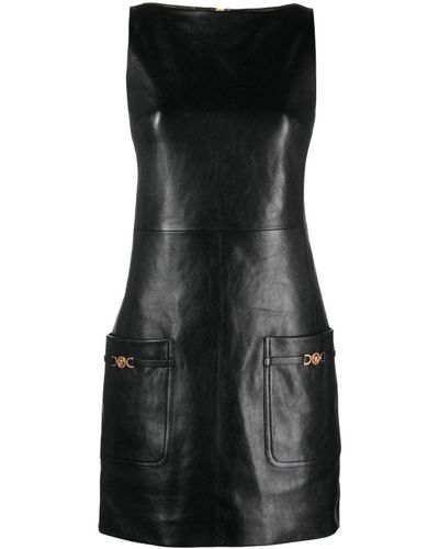 Versace Medusa-plaque Leather Minidress - Black