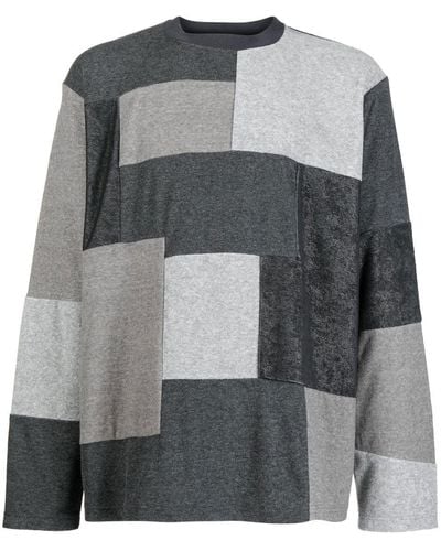 White Mountaineering Colour-block Crew Neck Sweatshirt - Gray