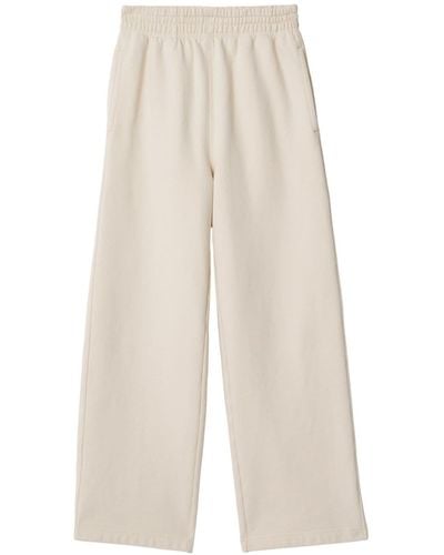 Burberry Pantalones de chándal con logo bordado - Blanco
