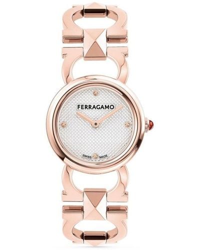 Ferragamo Double Gancini Horloge - Wit