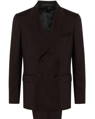 Low Brand Double-breasted Virgin-wool Suit - Black