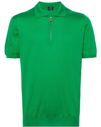 Kiton Zip-up Cotton Polo Shirt - Green