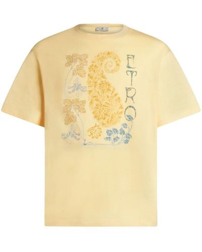 Etro Graphic-print Jersey T-shirt - Yellow