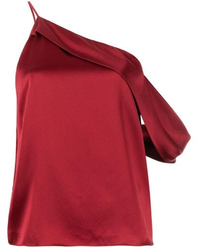 Michelle Mason Top asimétrico con escote drapeado - Rojo