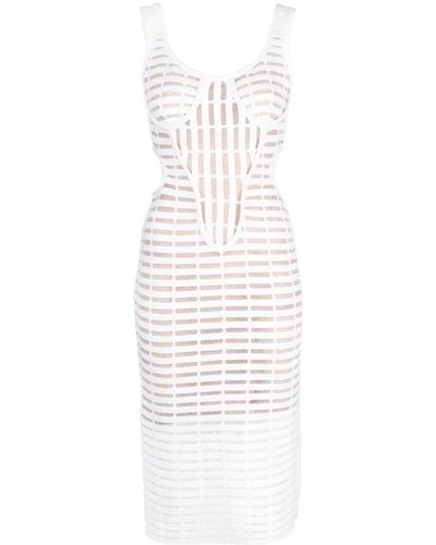 Genny Iconic Laser-cut Midi Dress - White