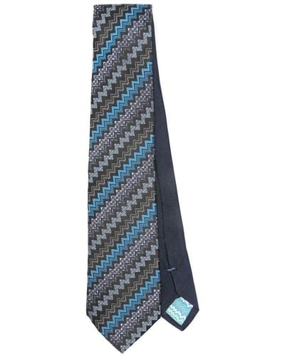 Missoni Zigzag-jacquard Silk Tie - Blue