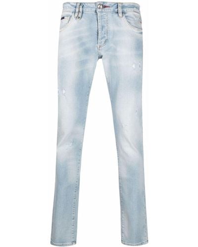 Philipp Plein Gerade Jeans im Destroyed-Look - Blau