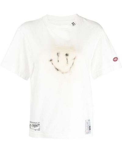 Maison Mihara Yasuhiro Smiley-print Cotton T-shirt - White