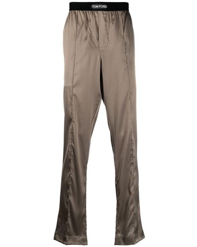 Tom Ford Pantaloni pigiama con logo - Grigio