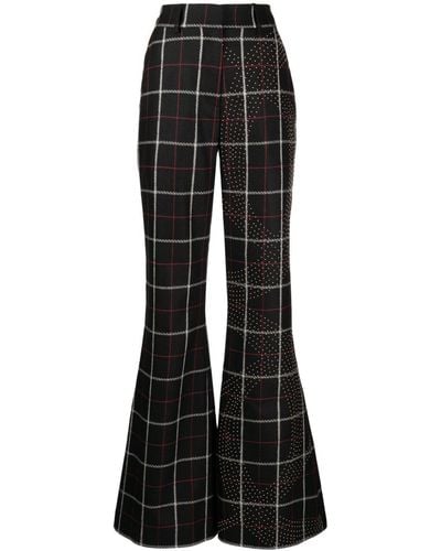 Elie Saab Check-pattern Stud-embellished Flared Trousers - Black