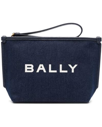 Bally Bar Canvas Clutch Bag - Blue