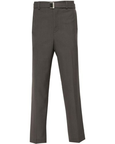 Sacai Belted Straight-leg Trousers - Grey