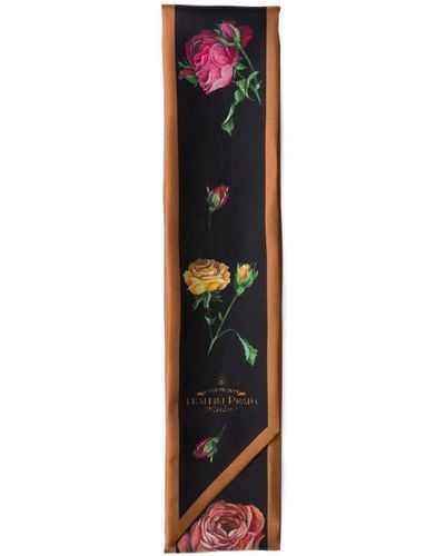 Prada Schal mit Blumen-Print - Schwarz