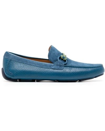 Ferragamo Gancini-detail Calf-leather Loafers - Blue