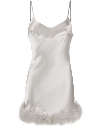 Gilda & Pearl Feather-trimmed Satin Cami Dress - Metallic