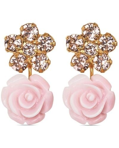 Jennifer Behr Kali Floral Drop Earrings - Pink