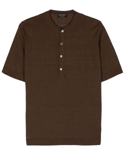 Dell'Oglio Camiseta con cuello henley - Marrón