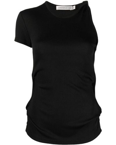 Christopher Esber T-shirt asymétrique à détail torsadé - Noir