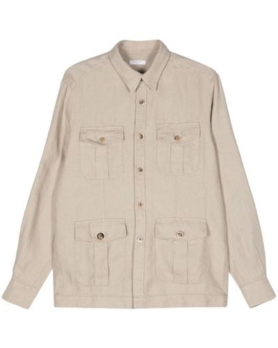 Boglioli Herringbone Linen Shirt - Natural