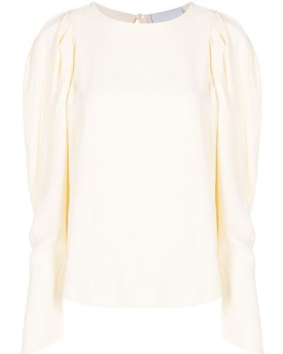 Erika Cavallini Semi Couture Bluse mit Falten - Weiß