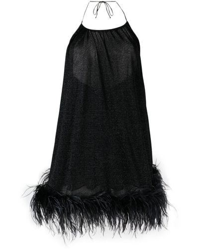 Oséree Mini-jurk Met Veren Afwerking - Zwart