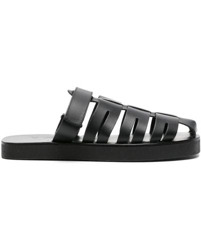 Ancient Greek Sandals Filoklis Flat Leather Sandals - Black