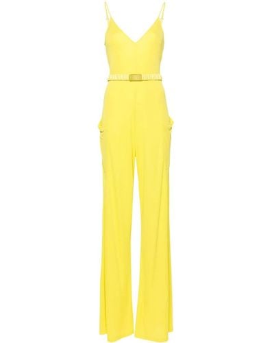 Elisabetta Franchi Wide-leg Belted Jumpsuit - Yellow