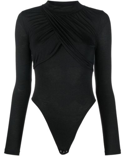 Viktor & Rolf Draped-design Long-sleeve Bodysuit - Black