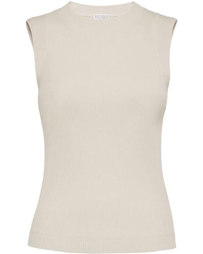 Brunello Cucinelli Tanktop mit Monili-Kette - Natur