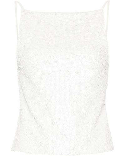 P.A.R.O.S.H. Sequin-embellished Open-back Top - White