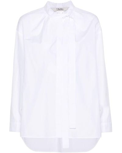 Max Mara Pleat-detail Cotton Shirt - White