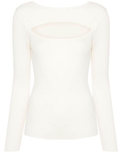 Allude Cut-out Detailing Ribbed Top - White