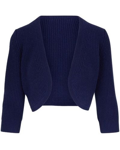 Michael Kors Cropped Knitted Cashmere Bolero - Blue