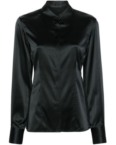 Helmut Lang Seamed Slash Silk Shirt - Black