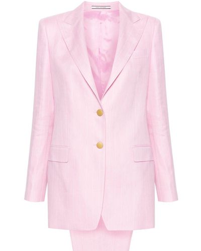 Tagliatore Bertha Pinstriped Single-breasted Suit - Pink