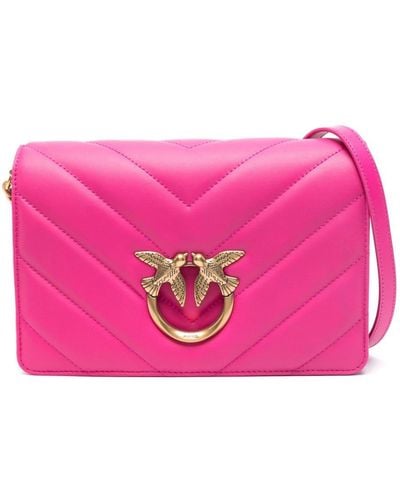 Pinko Classic Love Click Quilted Shoulder Bag - Roze