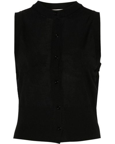 Semicouture Button-up Knitted Vest - Black