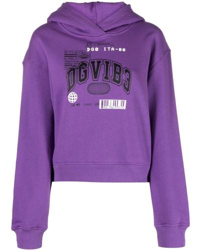 Dolce & Gabbana Graphic-print Cotton Hoodie - Purple