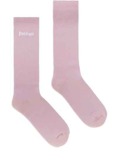 Palm Angels Logo-embroidered Ribbed-knit Socks - Pink