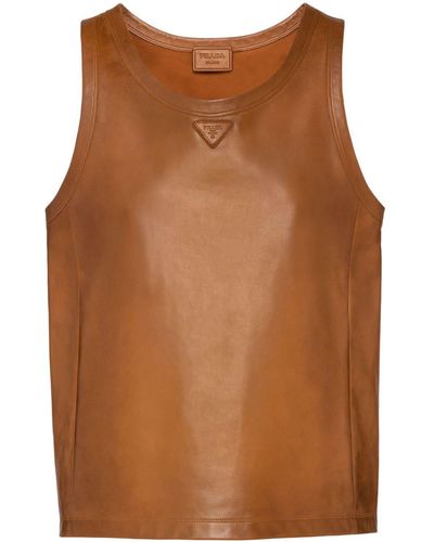 Prada Haut En Cuir Nappa - Marron