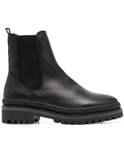 Tommy Hilfiger Pebbled-finish Chelsea Ankle Boots - Black