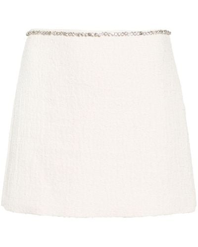 N°21 Minijupe en tweed à ornements de perles - Blanc
