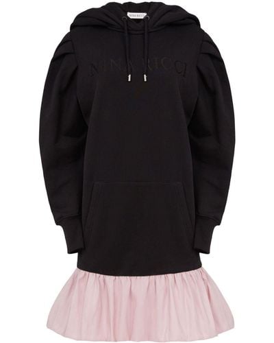 Nina Ricci Logo-print Cotton Sweatshirt Minidress - Black
