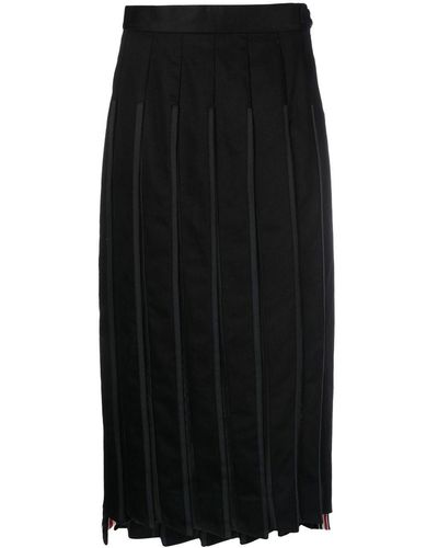Thom Browne Jupe mi-longue à design plissé - Noir