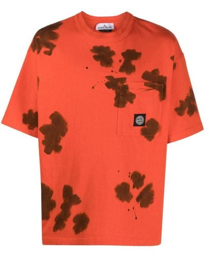 Stone Island T-shirt con fantasia tie dye - Arancione